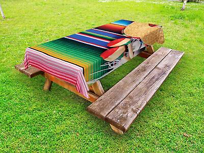 #ad Mexican Outdoor Tablecloth Mexican Culture Theme with Sombrero Straw Hat Mara... $32.79