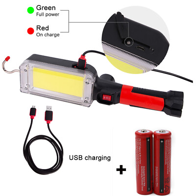 USB Rechargeable COB LED Work Light Handamp Flashlight Magnetic Light w Battery $25.66
