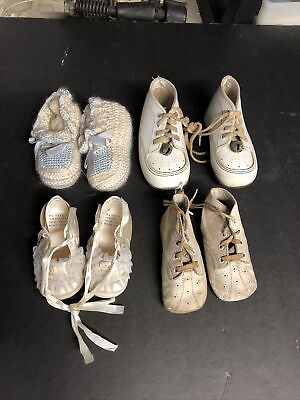 #ad Lot of 4 Pair Baby Shoes leather crotchet Mrs Day’s Ideal size 1 $43.20