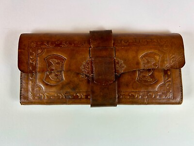 #ad 1860’s Civil War Era Leather Wallet with Patriotic Motifs American Eagles $500.00