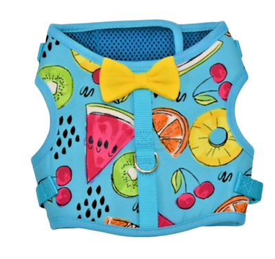 #ad Vibrant Life Puppy Dog Harness Blue with Bright Fruit amp; Yellow Bow Tie Small $16.00