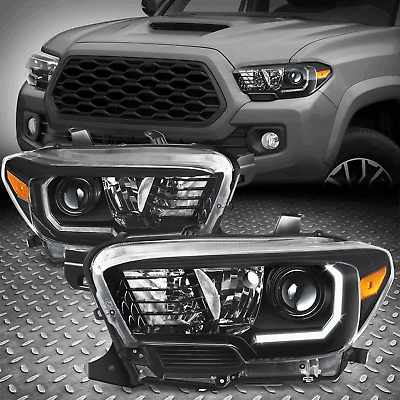 #ad LED DRL For 16 23 Toyota Tacoma Black Housing Amber Corner Projector Headlights $112.39