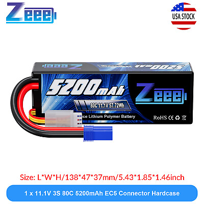 #ad Zeee 11.1V 80C 5200mAh EC5 3S LiPo Battery for RC Car Truck Helicopter Airplane $30.79