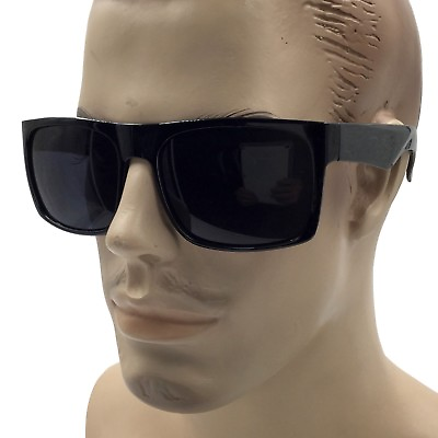#ad XL MENS Large Black Wide Frame Oversize Gangster Rectangular Shade Sunglasses $12.99