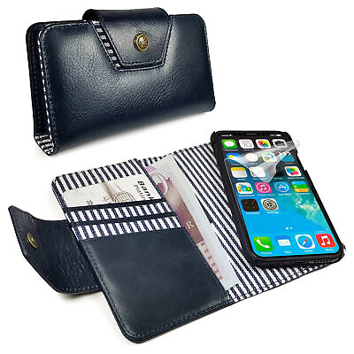 #ad Alston Craig Slim Magnetic RFID Leather Case Wallet for iPhone X XS Navy Blue $29.84