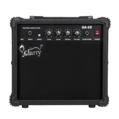 #ad 20 Watt Amplifier Portable Guitar Amp for Electric Guitar Powerful Sound Black $40.99