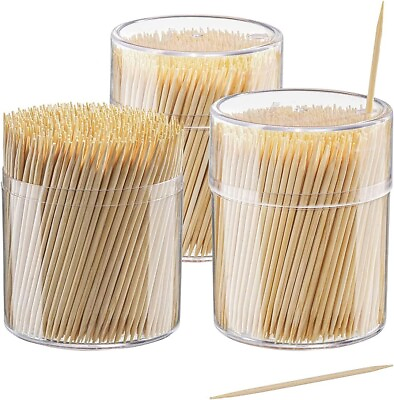 #ad 1500 Count Bamboo Wooden Toothpicks Wood Round Single Point Teeth Tooth Picks $7.35