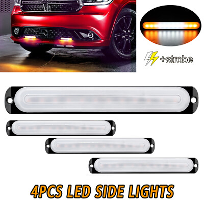 4Pcs White Amber Strobe 12 LED Side Marker Clearance Lights for Trailer Truck RV $22.31
