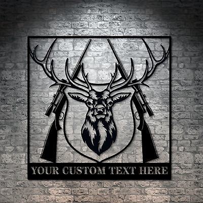 #ad Personalized Deer Head Plaque Name Metal Sign. Customizable Hunting Wall Decor $49.95