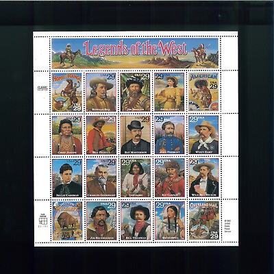 #ad United States 29¢ Legend of The West Postage Stamp #2869 MNH Full Sheet $6.70