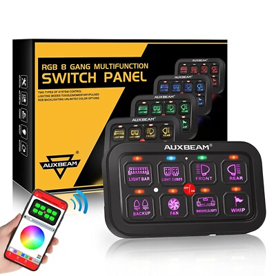 AR 800 8 Gang RGB Toggle Momentary Pulsed LED Switch Panel for Jeep Truck Boat $265.79