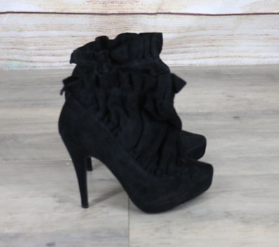 #ad Colin Stuart Womens 5quot; Stiletto Suede Bootie Boots Size 8.5 B Black $39.99