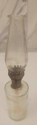 #ad Vintage Clear Kerosene lamp Light Antique Fuel 12quot; Tall $14.90