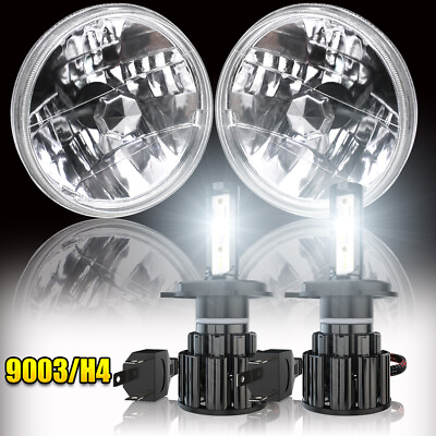 For Ford F150 1975 1979 7quot; Round LED Headlights Conversion Kit H4 High Low Beam $125.99