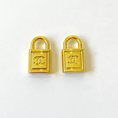 #ad Chanel Metal Gold Lock Designer Buttons Zipperpull Bundle set of 2 $28.00