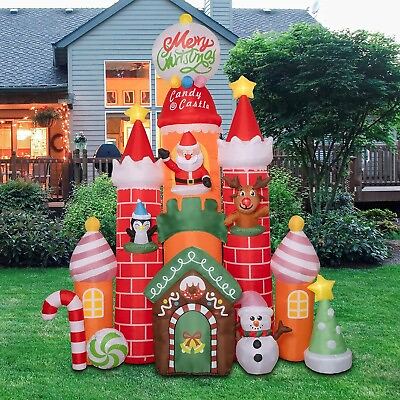 #ad Christmas Castle Santa Snowman Elk Tree Airblown Inflatable Decor LED Blow Up $215.99
