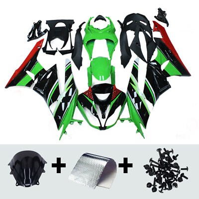 #ad Green Black Plastic Fairing For Kawasaki Ninja ZX6R 2009 2012 Injection Bodywork $369.95
