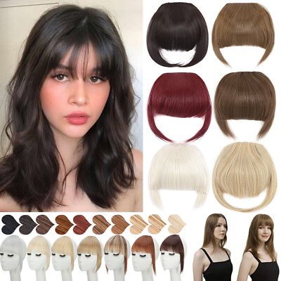 #ad Thin Fringe Bangs Fake Hair Extension Clip on In Front Hairpieces Real as Human $5.50