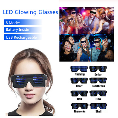 #ad Usb LED Glasses 10 Models Light Up Glow Sunglasses Halloween Bar Party Eyewear $14.34