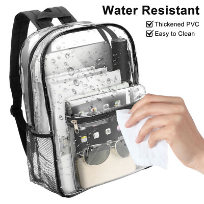 #ad #ad Clear Backpack Heavy Duty PVC Transparent Shoulder Handbag Waterproof School Bag $5.99