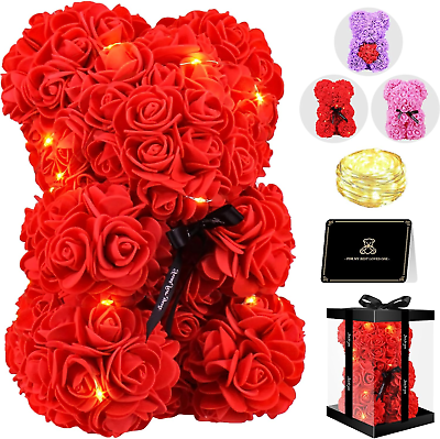 #ad Artificial Roses Flowers Bear Birthday Gifts for Women10#x27;#x27; Mothers Day Rose Bea $29.10