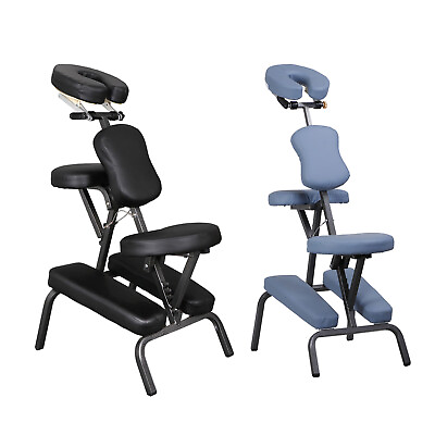 #ad Portable Adjustable Massage Chair Spa Salon Massage Tattoo PU Leather Black Blue $67.58