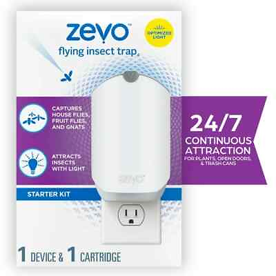#ad Zevo Flying Insect Fly Trap 1 Device Refill Featuring Blue UV Light $18.99