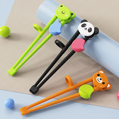 #ad 1 Pair Learning Chopsticks Chewable Food Pick Cute Bear Kids Food Grade Learning $8.42
