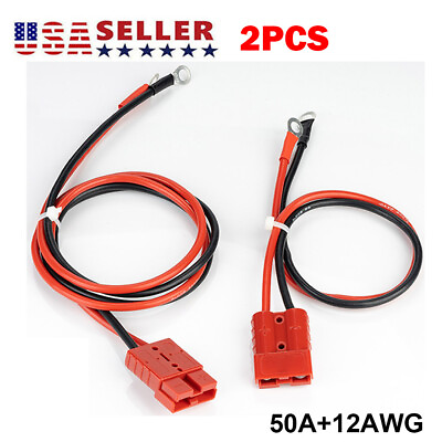 #ad 2pcs For Anderson Plug Lead To Lug M8 Terminal Battery Charging Connector Cable $15.78