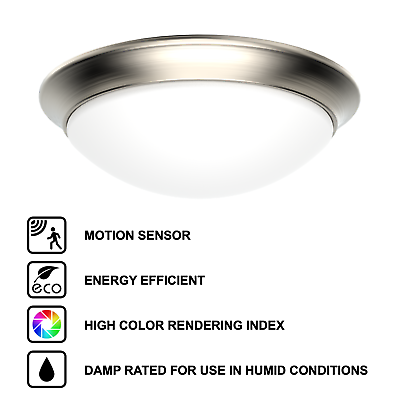 #ad Motion Sensor LED Ceiling Light Flush Mount Brushed Nickel 3000K Warm Soft White $19.99