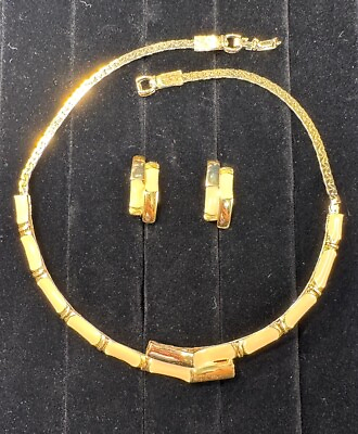#ad VTG Fernando Originals Gold Tone enamel Set necklace amp; earrings with screws $32.00