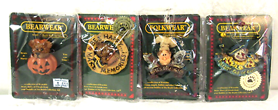 #ad Vtg Boyds Bears Bearwear Lot of 4 Pins Brooches New Sealed Halloween Bee Clown $14.75