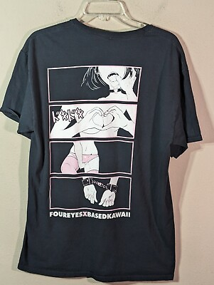 #ad Four Eyes X Based Kawaii Shirt Large Black BDSM Streetwear Hentai Anime Manga $16.00