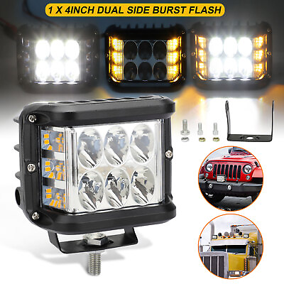 4quot; LED Work Light Bar Pods Dual Side White amp; Amber Strobe Lamp Shooter ATV Truck $14.48