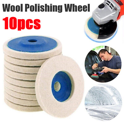#ad 10pcs 4quot; Wool Polishing Discs Finishing Wheel Buffing Pads for 100 Angle Grinder $7.59