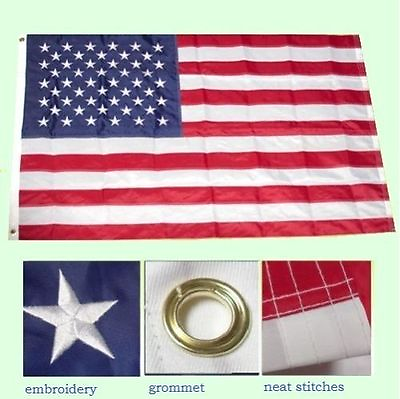 #ad 2x3 Embroidered USA United States 50 Stars 210D Sewn Nylon Flag Made in USA $17.76