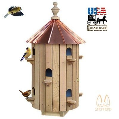 #ad 10 ROOM CEDAR BIRDHOUSE 26quot; Copper Roof Bird House Condo Amish Handmade USA $299.99