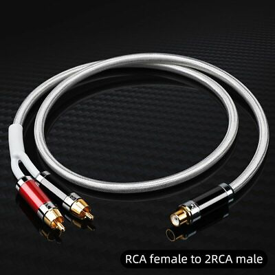 #ad 7N OCC Pure Copper and Silver Mixed Cord HIFI One Sub 2 RCA Splitter Audio Cable $116.85