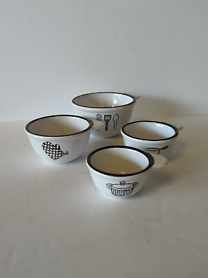 #ad Ceramic Measuring Cups White And Black Very Cute World Market $18.00
