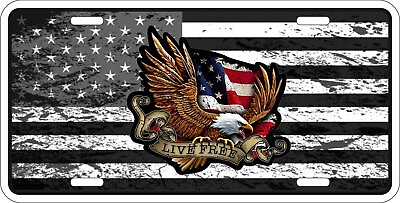 #ad American Flag Tactical Eagle Live Free License Plate 6quot; x 12quot; aluminum car truck $19.95