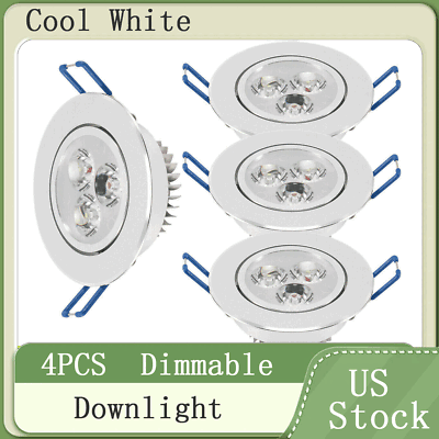 #ad 4PC Dimmable Downlight 3LED Recessed Ceiling Light Spot Lamp Cool White US $19.99