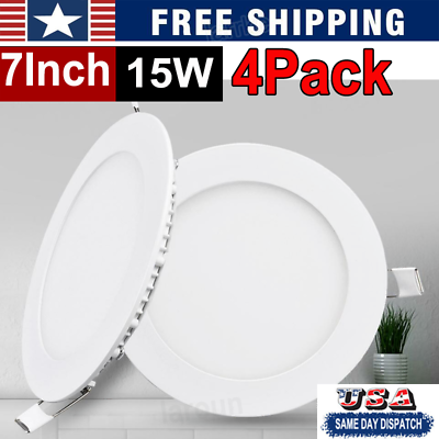 #ad 4Pack 7Inch LED Ceiling Lights Ultra Thin Recessed Retrofits Kit 6000K Daylight $28.64