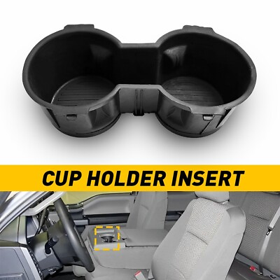 #ad NEW Front Seat Dual Cup Holder Rubber Insert FIT FOR 2015 2017 Ford F 150 BLACK $13.99