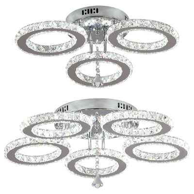 #ad Modern Ceiling Light LED Pendant Crystal Chandeliers Bedroom Light Fixture $65.99