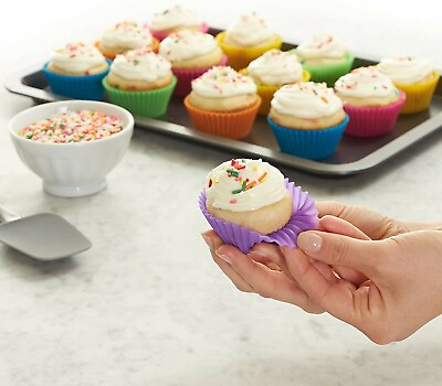 #ad Silicone Muffin Liners Reusable Cupcake mold 24 Pack Baking Cups  $13.99
