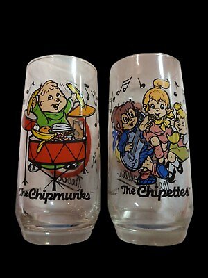 #ad Vintage Theodore Alvin Chipmunks Chipettes 1985 drums band guitar glasses set 2 $11.98