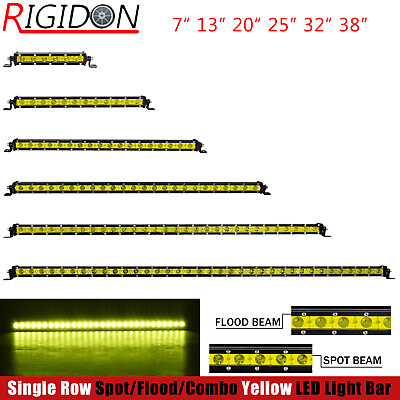 #ad #ad Car 7 13 20 25 32 38 inch Slim Yellow Light Bar 4X4 UTV ATV Flood Spot LED Bar $15.99