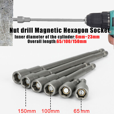#ad Hex Socket Sleeve Drill Bits Adapter Electric Nut Driver Shank Magnetic 6mm 23mm $30.69