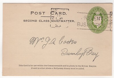 #ad 1940 Apr 11th. Stamped to Order Postal Card. Adelaide to Lumley Bay. ACSC PS25. AU $75.00