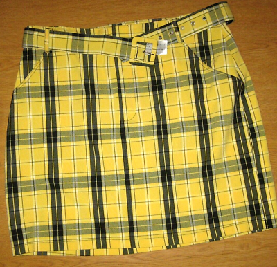 #ad Womens HOLLISTER Casual Ultra High Rise Light Skirt Size Large Yellow Plaid $19.98